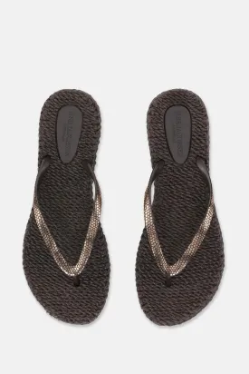 Metallic Snake Print Flip Flop - Prune