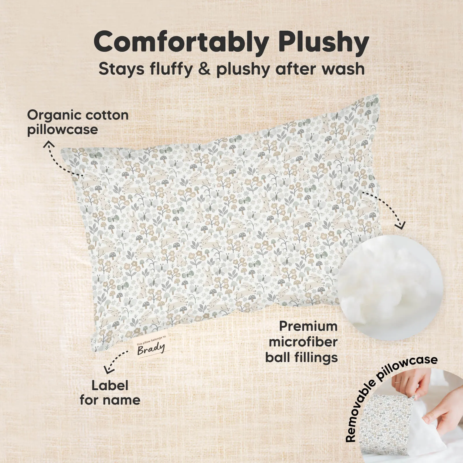 Mini Toddler Pillow With Pillowcase (Prairie)
