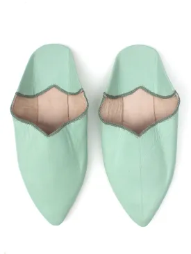 Moroccan Plain Pointed Babouche Slight Seconds, Sage