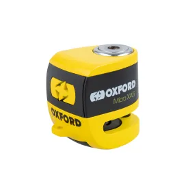 Oxford Micro XA5 Alarm Disc Lock Yellow/Black Motorcycle Security