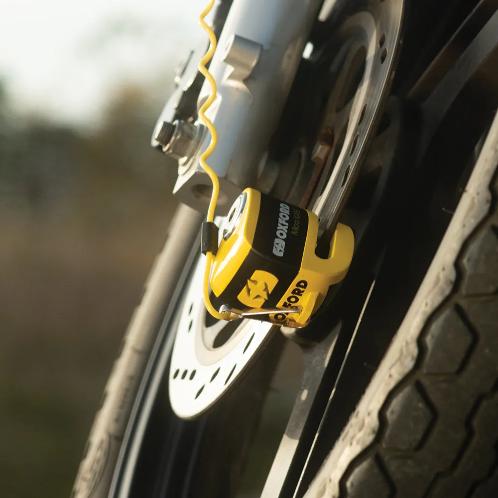 Oxford Micro XA5 Alarm Disc Lock Yellow/Black Motorcycle Security