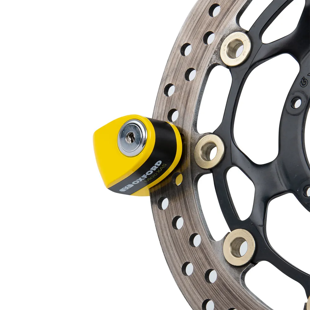 Oxford Micro XA5 Alarm Disc Lock Yellow/Black Motorcycle Security