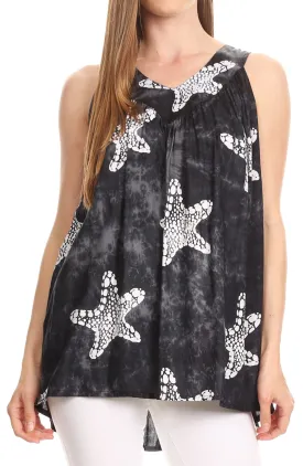 Sakkas Ester Casual Everyday Summer Tie-dye Tank Top V-neck Sleeveless