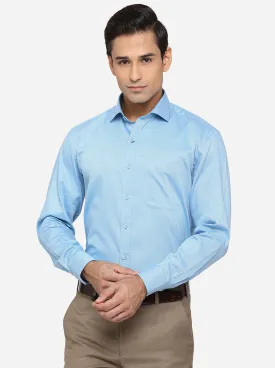 Sea Blue Solid Regular Fit Formal Shirt | Greenfibre