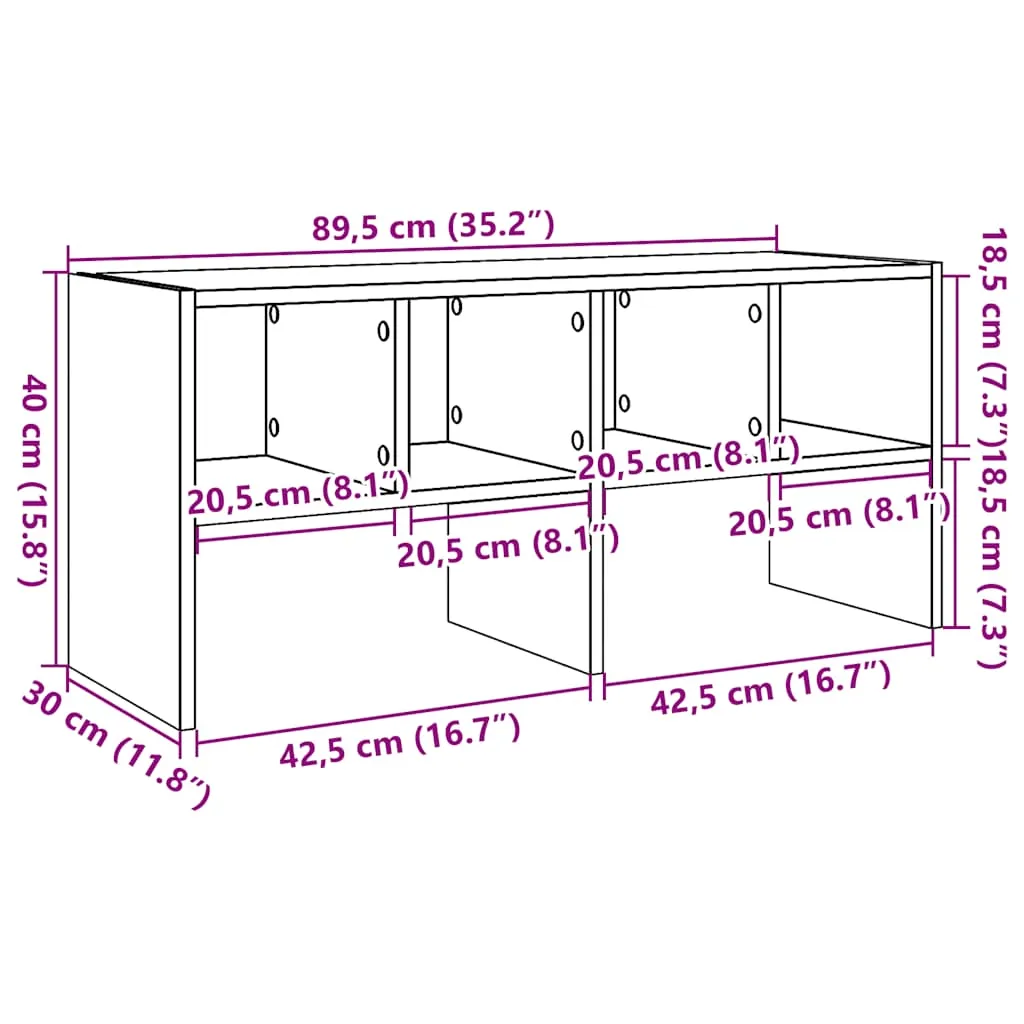 Shoe Rack Stackable Grey Sonoma 89.5x30x40 cm