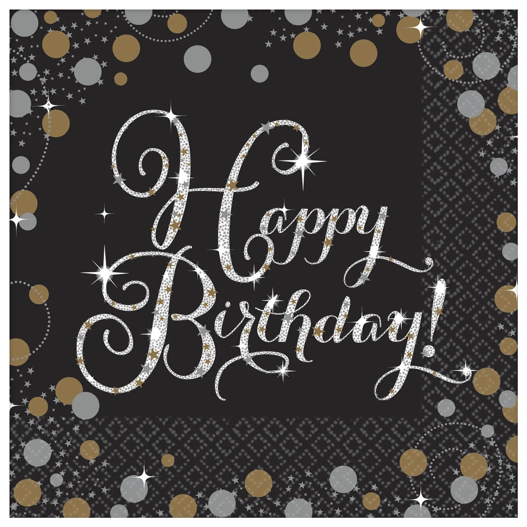 Sparkling Celebration Happy Birthday Beverage Napkins