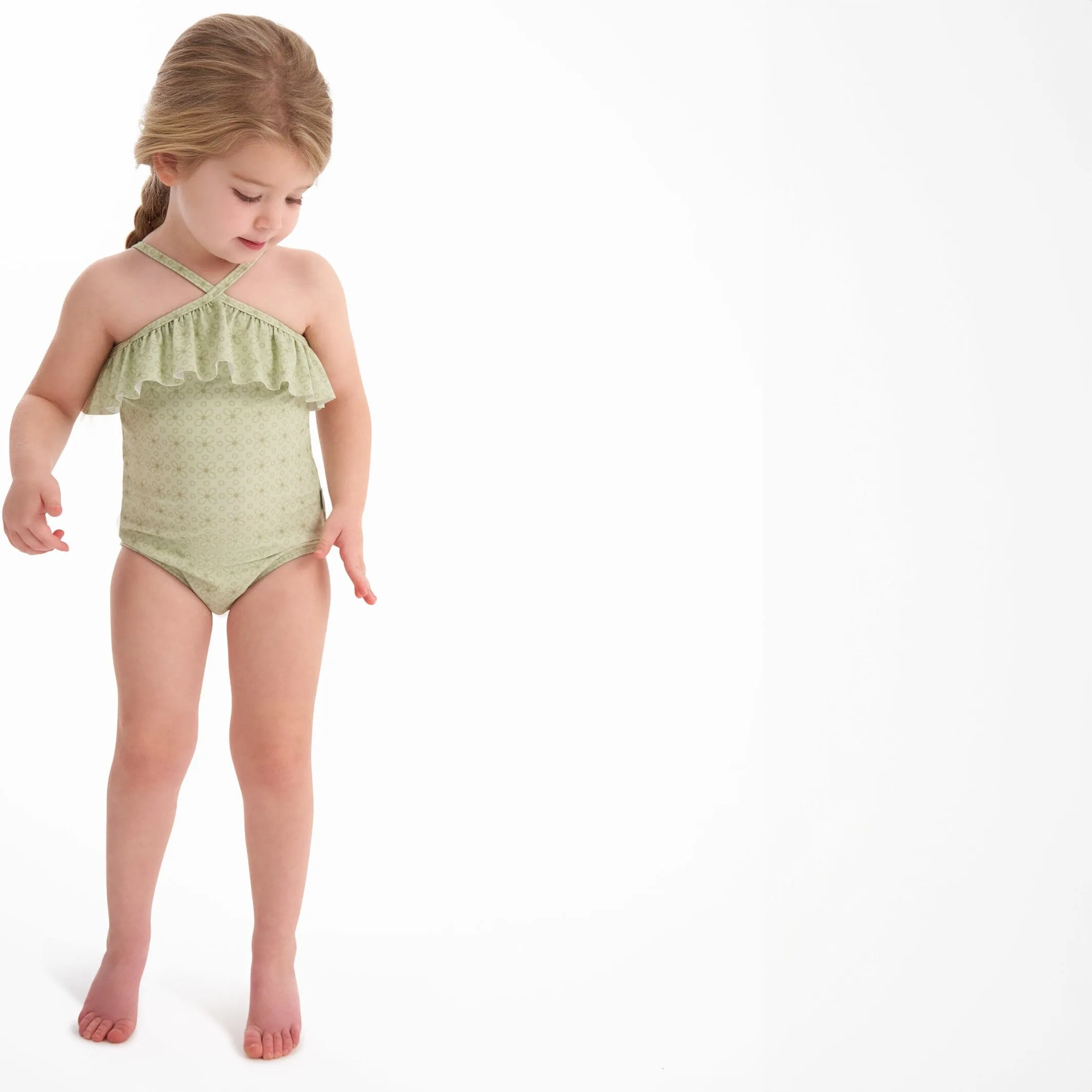 Toddler Girls UPF 50  Eyelet Floral Print One-Piece Swimsuit
