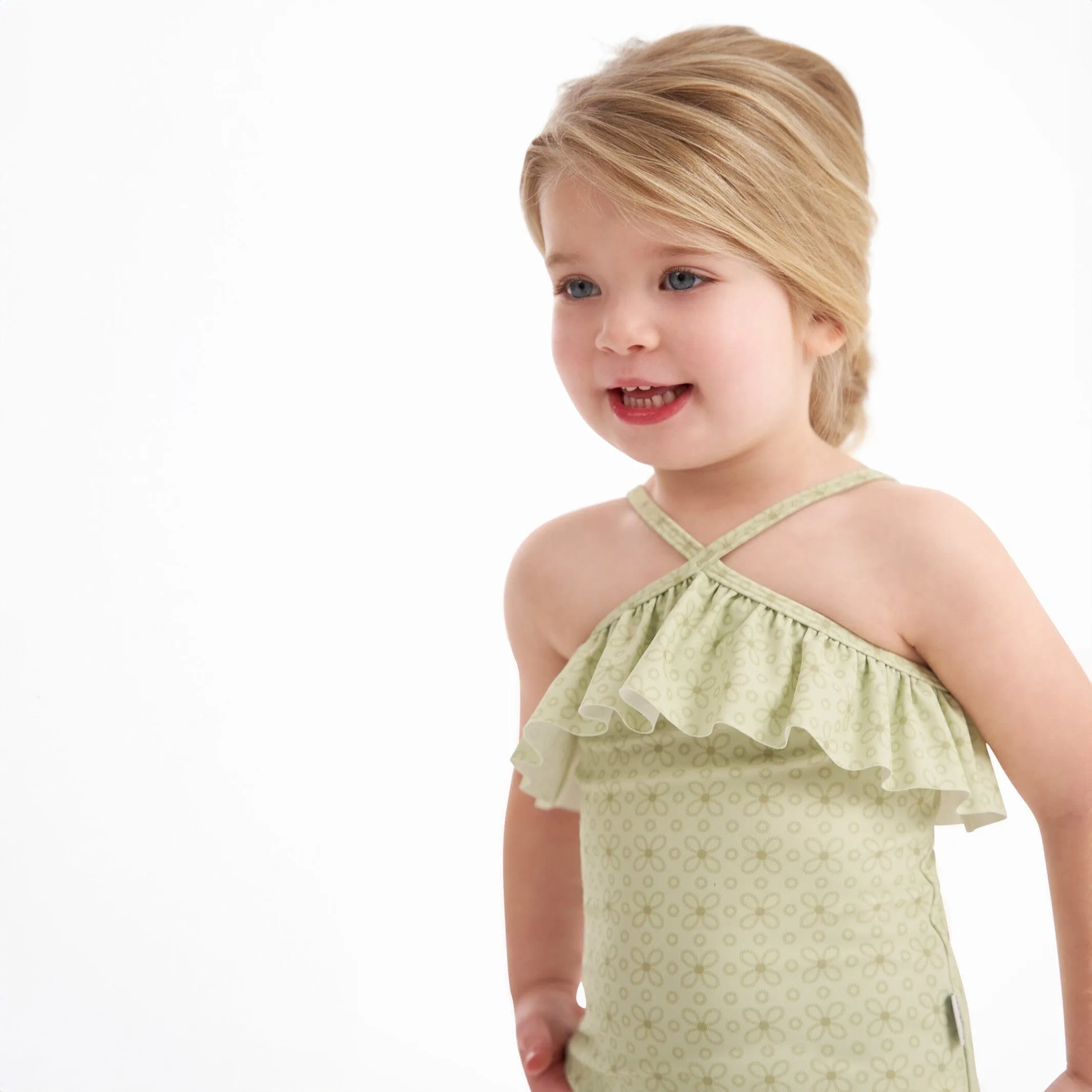 Toddler Girls UPF 50  Eyelet Floral Print One-Piece Swimsuit