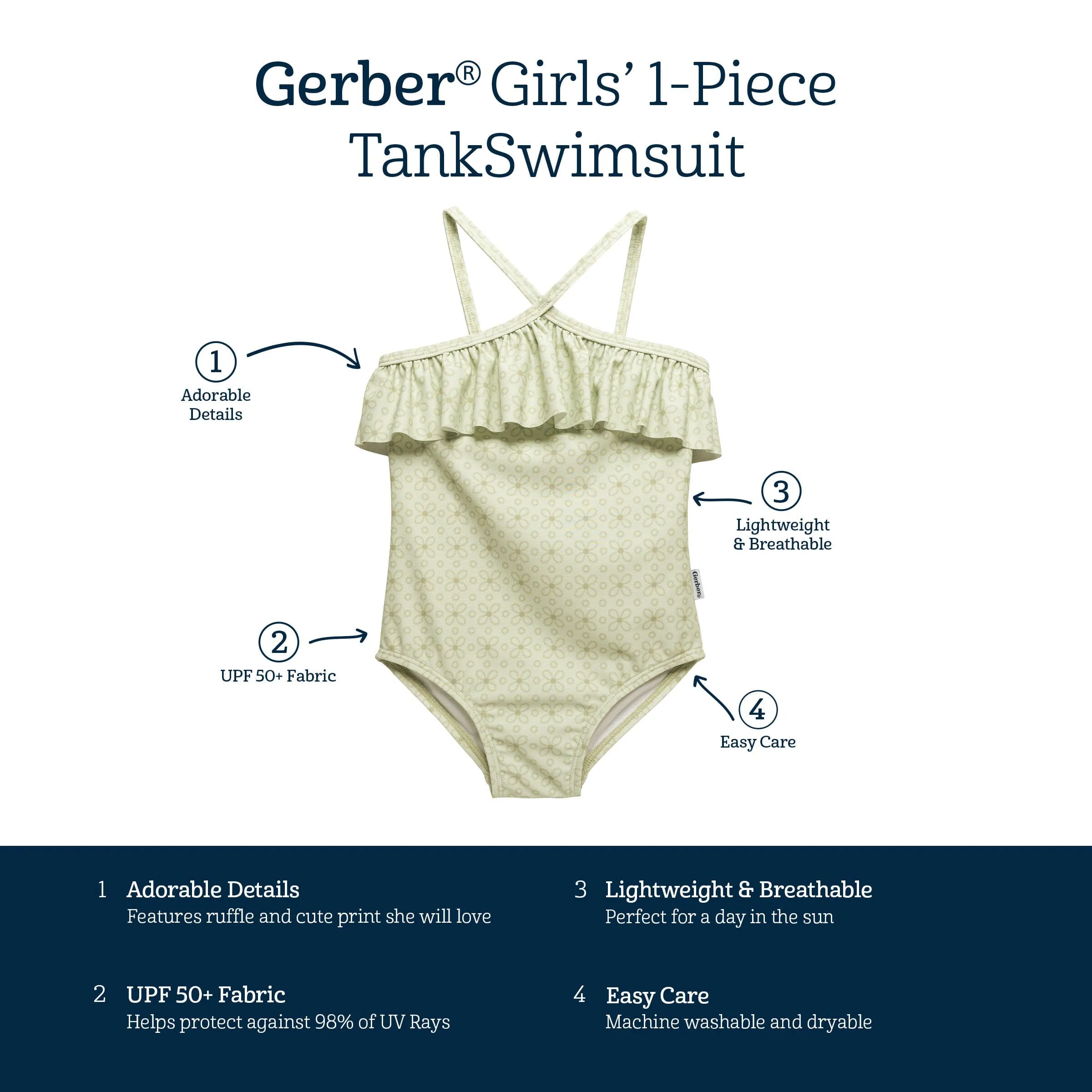 Toddler Girls UPF 50  Eyelet Floral Print One-Piece Swimsuit