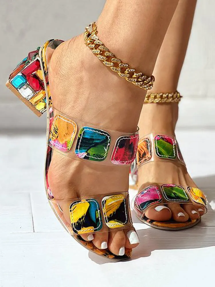 Toleet Colorful Rhinestones Geo Deco Sandals