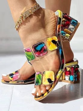 Toleet Colorful Rhinestones Geo Deco Sandals