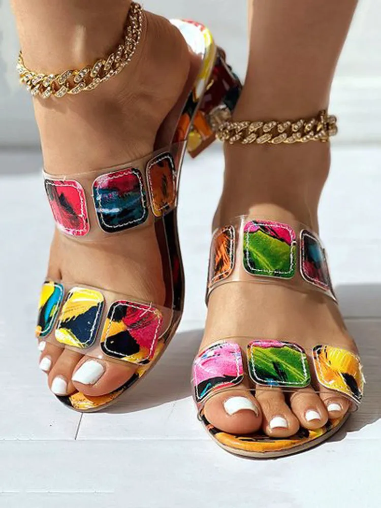 Toleet Colorful Rhinestones Geo Deco Sandals