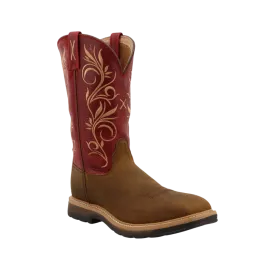 Twisted X Women's 11 Western Work Distressed Latigo & Red Boots